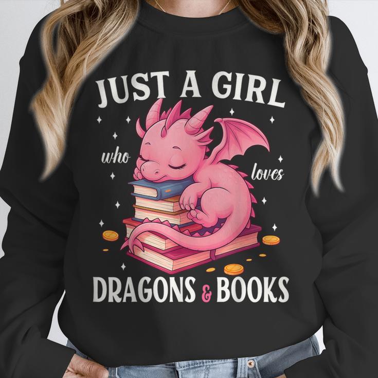 Just A Girl Who Loves Dragons And Books Dragon Reading Lover Unisex Sweatshirt