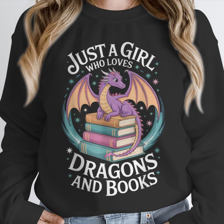 Just A Girl Who Loves Dragons And Books Fantasy Reader Unisex Sweatshirt