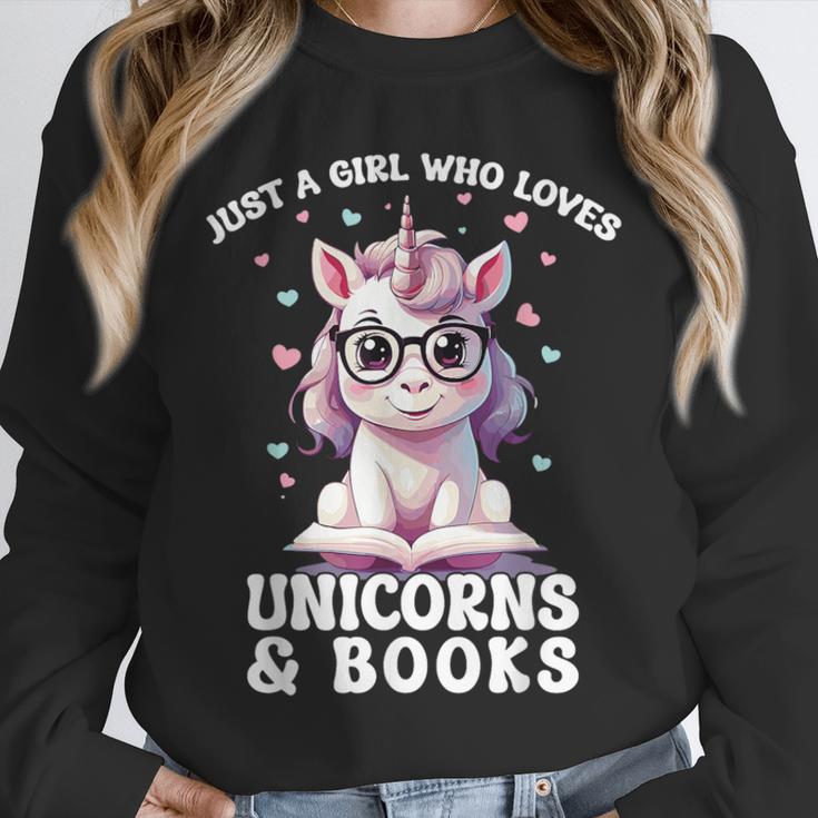 Just a Girl Who Loves Unicorns & Books Bookish Unicorn Love Unisex Sweatshirt
