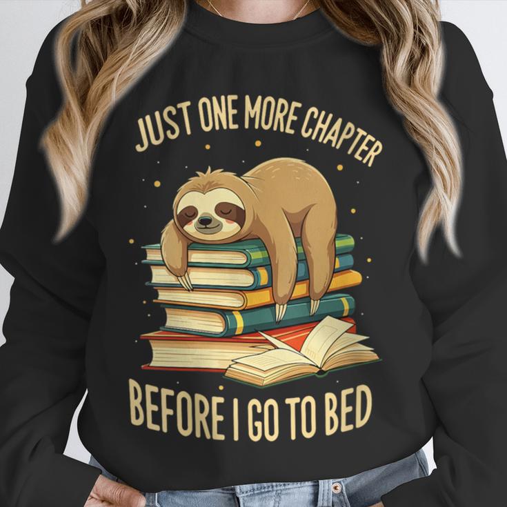 Just One More Chapter Sloth Sleeping On Books Reading Unisex Sweatshirt