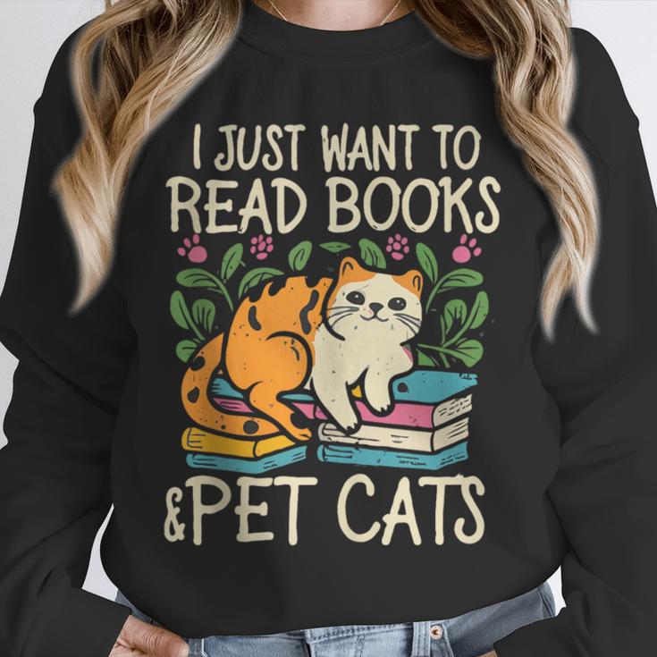 I Just Want To Read Books And Pet Cats Introvert Unisex Sweatshirt I Just Want To Read Books And Pet Cats Introvert Unisex Sweatshirt
