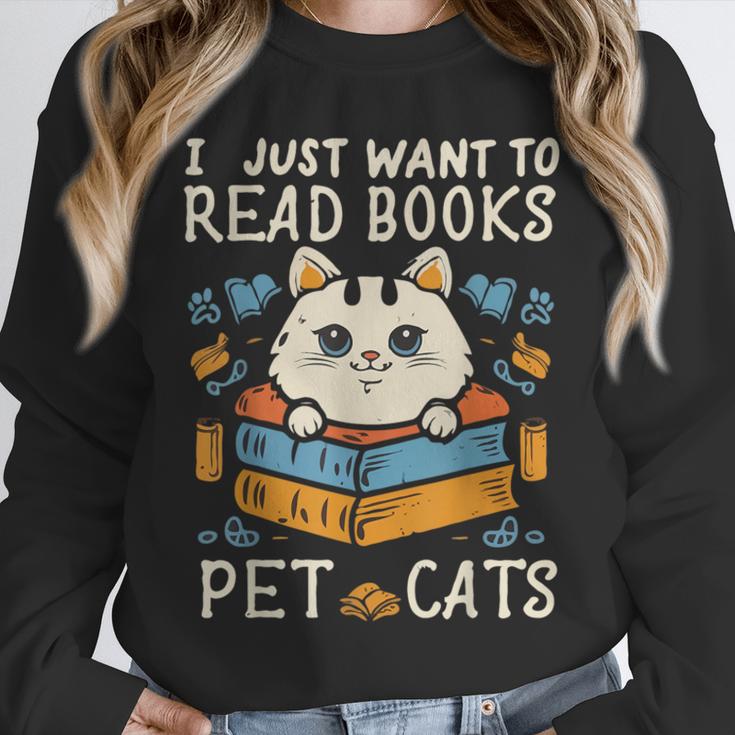 I Just Want To Read Books And Pet Cats Introvert Unisex Sweatshirt I Just Want To Read Books And Pet Cats Introvert Unisex Sweatshirt
