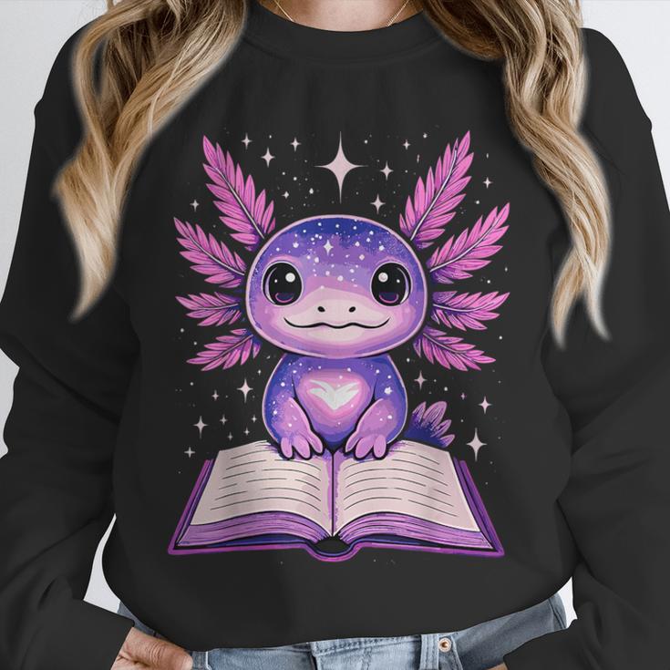 Kawaii Axolotl Cute Axolotls Reading Book Unisex Sweatshirt