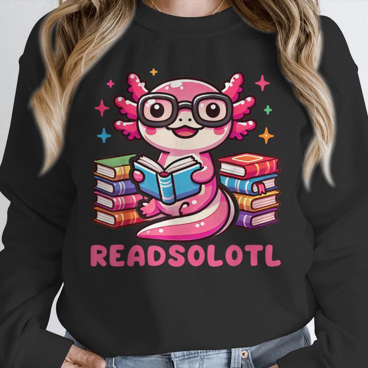 Kawaii Axolotl Readsolotl Book Lover Reading Bookworm Girls Unisex Sweatshirt