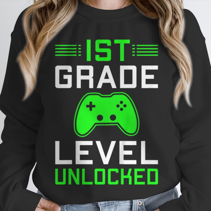 Kids 1st Grade Level Unlocked Back To School Gamer Graduation Unisex Sweatshirt