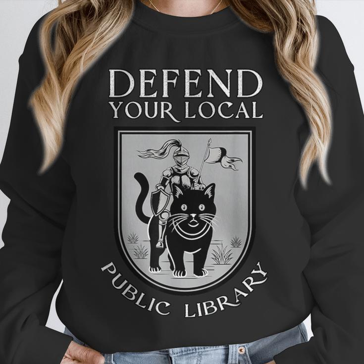 Knight Cat Defend Your Public Library Book Lover Unisex Sweatshirt