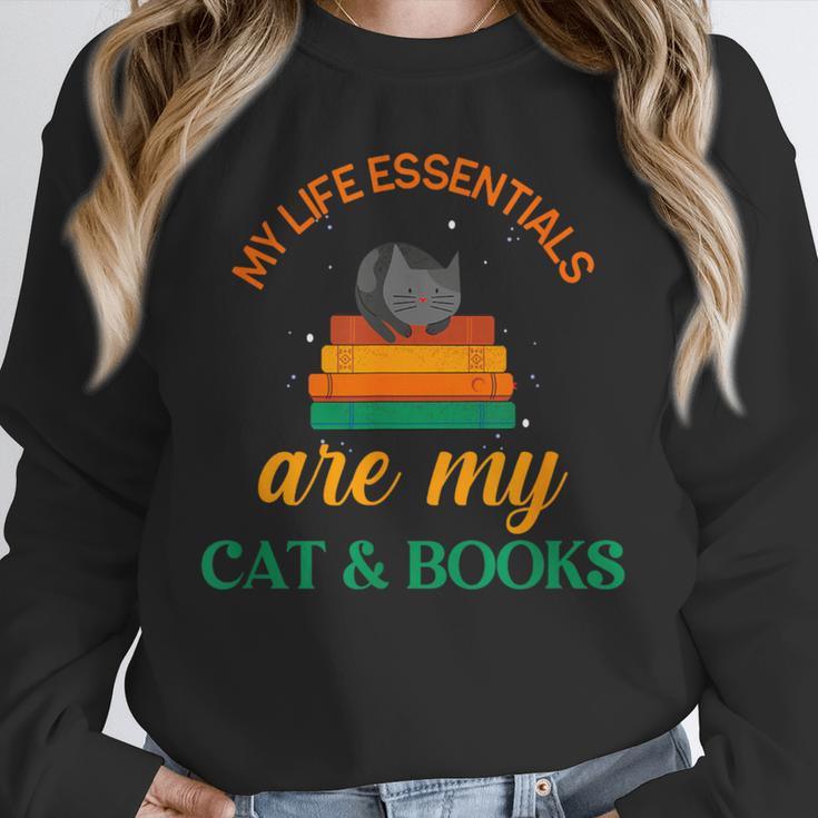 My Life Essentials Are Cat And Books Unisex Sweatshirt