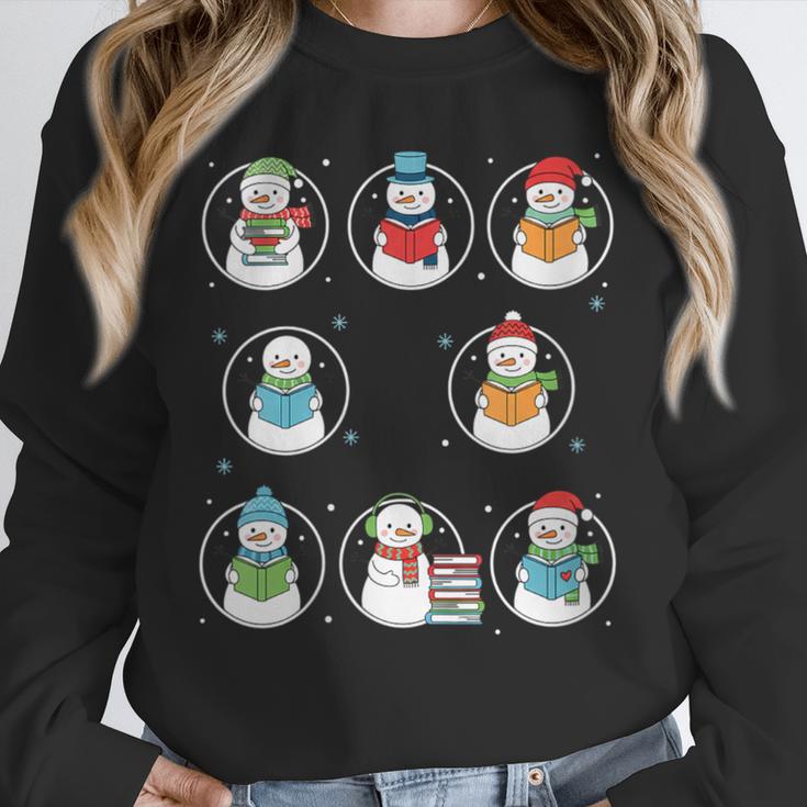 Literary Winter Reading Snowmen Cozy Book Lover Pattern Unisex Sweatshirt
