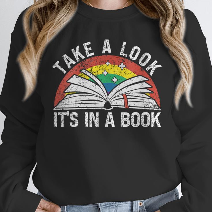 Take a Look It's In a Book Reading Vintage Retro Rainbow Unisex Sweatshirt