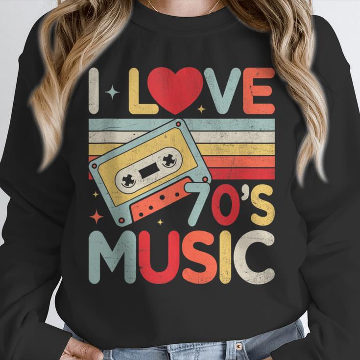 I Love 70's Music Retro Style Nostalgia Cassette 1970s Party Unisex Sweatshirt