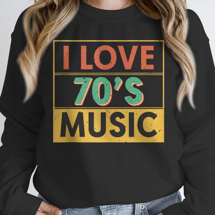 I Love 70's Music Retro Style Nostalgia Vibe 1970 70's Party Unisex Sweatshirt