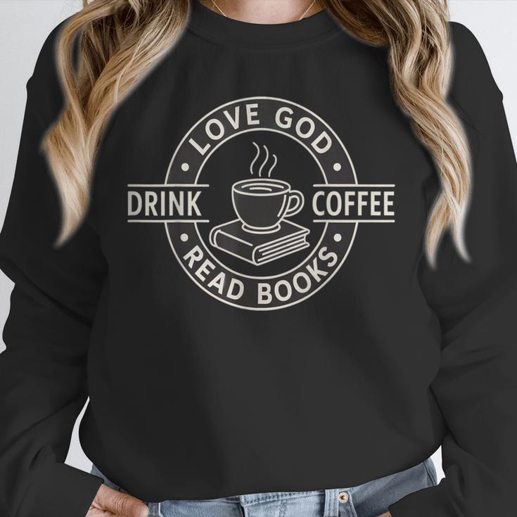 Love God Drink Coffee Read Books Lover Christian Vintage Unisex Sweatshirt