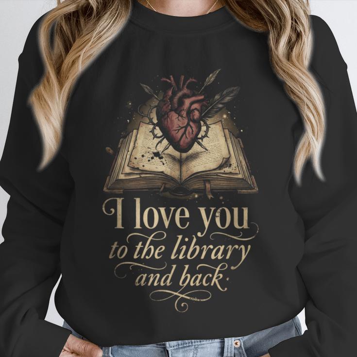 I Love You To The Library And Back Anatomical Heart Book Unisex Sweatshirt