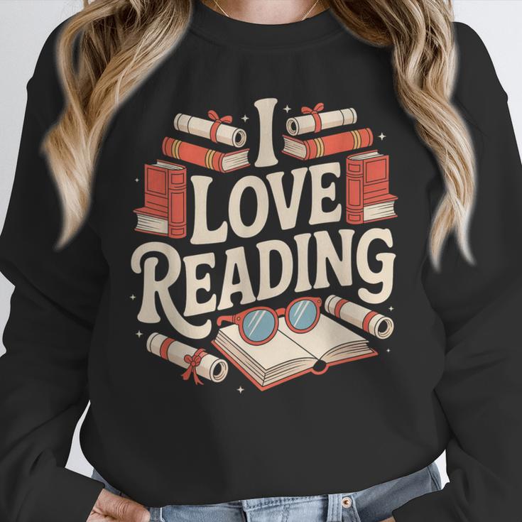 I Love Reading Books Literature Enthusiast Fun Unisex Sweatshirt