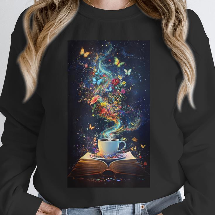 Magical Book Floral Coffee Books Nature Fantasy Unisex Sweatshirt Magical Book Floral Coffee Books Nature Fantasy Unisex Sweatshirt