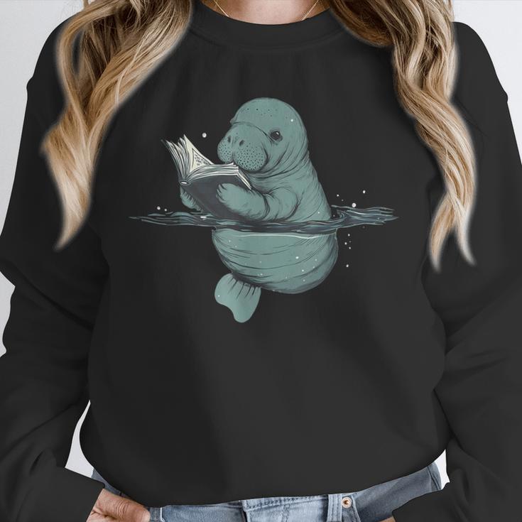 Manatee Reading Book Bookworm Manatees Ocean Animal Lover Unisex Sweatshirt Manatee Reading Book Bookworm Manatees Ocean Animal Lover Unisex Sweatshirt