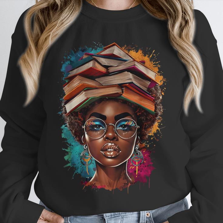 Melanin Girl Afro Book Lover Librarian Teacher Student Unisex Sweatshirt