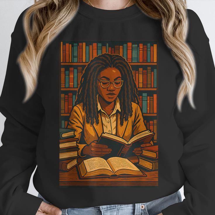Melanin Girl Locs Book Lover Librarian Teacher Student Unisex Sweatshirt
