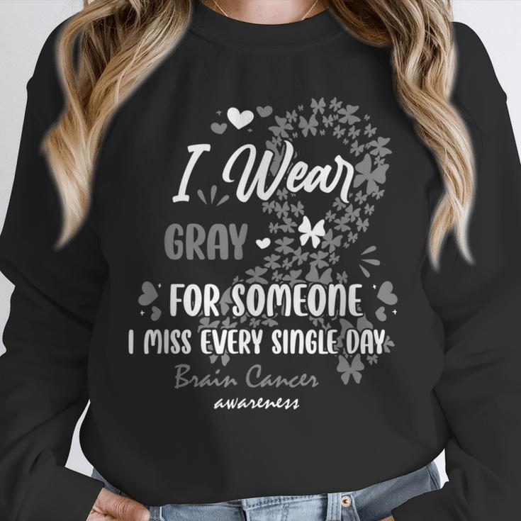 In Memory Brain Cancer Angel Family Support I Wear Grey Unisex Sweatshirt