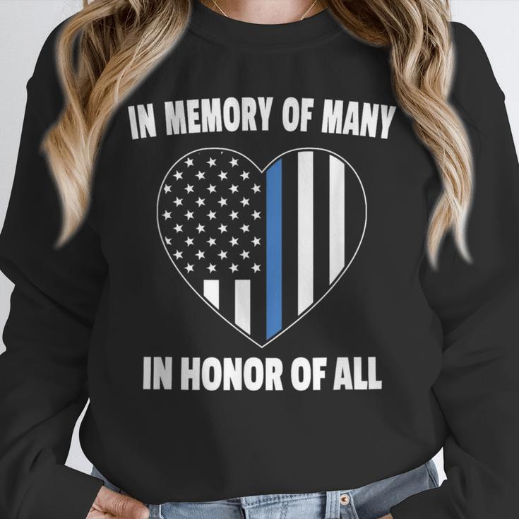 In Memory Of Many Honor Of All Blue Line American Flag Hear Unisex Sweatshirt