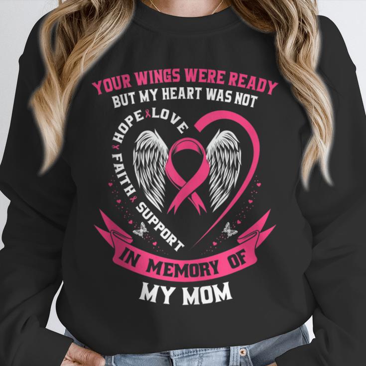 In Memory Of My Mom Breast Cancer Awareness Pink Heart Unisex Sweatshirt