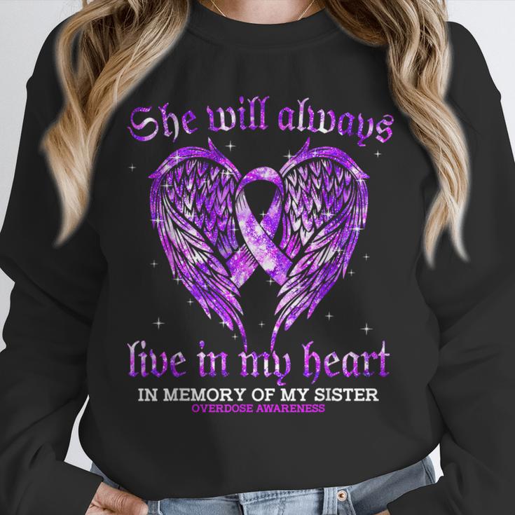 In Memory Of My Sister Overdose Awareness Angel Wing Unisex Sweatshirt