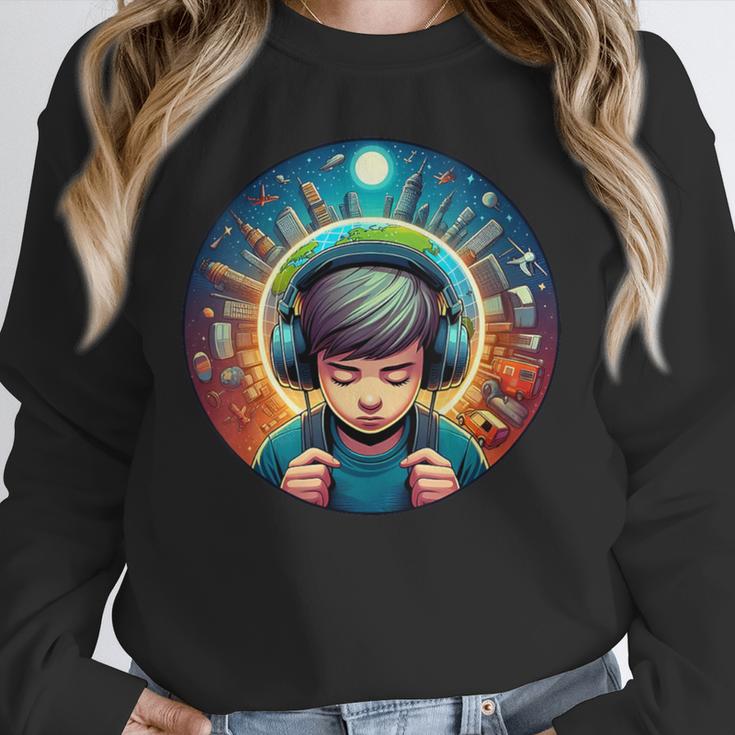 Music Enthusiast Under Starry Skies World Introvert Boy Unisex Sweatshirt