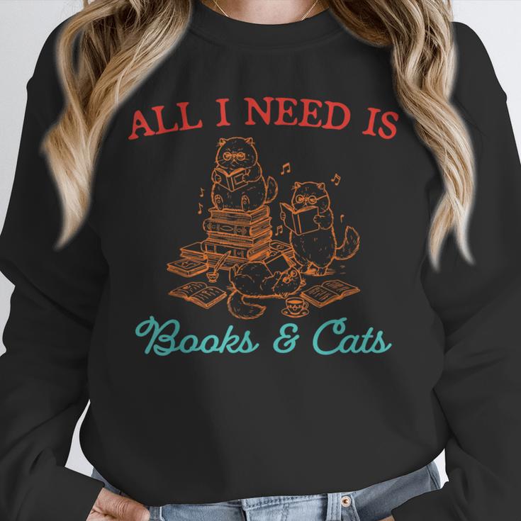 All I Need Is Books & Cats Cozy Unisex Sweatshirt