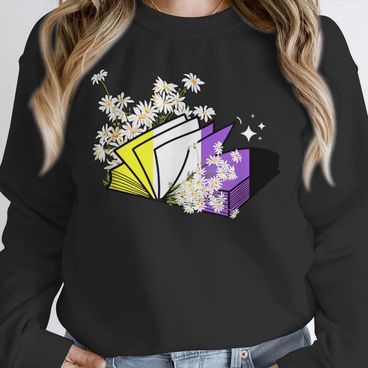 Non-Binary Book Lover Nonbinary Daisy LGBT Reading Pride Unisex Sweatshirt