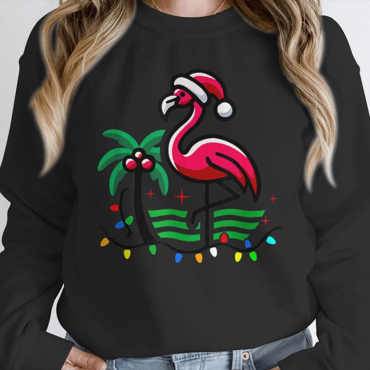 Nostalgia Holiday Tees -Adult Christmas Flamingo Small Short Sleeve Crew Neck Cotton Polyester Lightweight Ribbed Cuff Winter Unisex Sweatshirt
