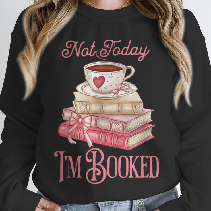 Not Today I'm Booked Book Lover Book Stack Coquette Bow Unisex Sweatshirt