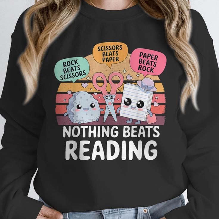 Nothing Beats Reading Rock Paper Scissors Books Lover Unisex Sweatshirt