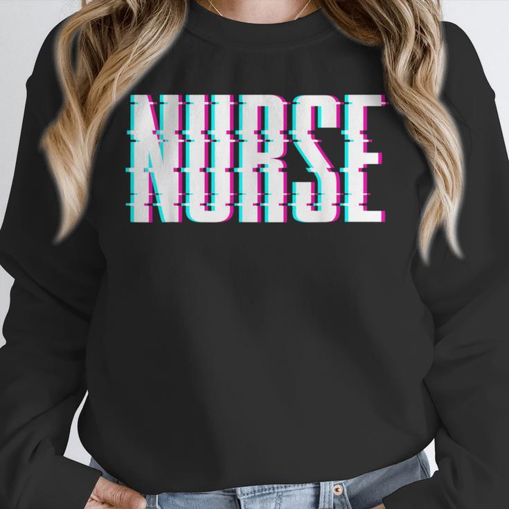 Nurse Glitch Aesthetic Graduation Nurse Glitch Graphic Art Unisex Sweatshirt