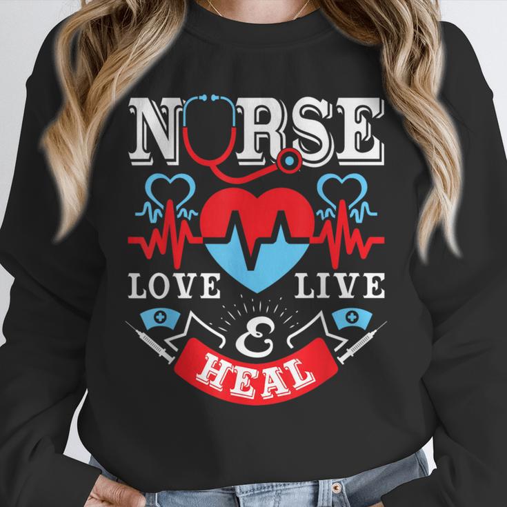 Nurse Live Love Heal Graduation Appreciation Valentines Day Unisex Sweatshirt