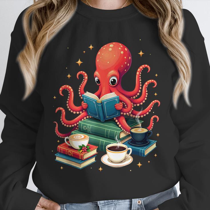 Octopus Reading Books Tea Coffee Unisex Sweatshirt