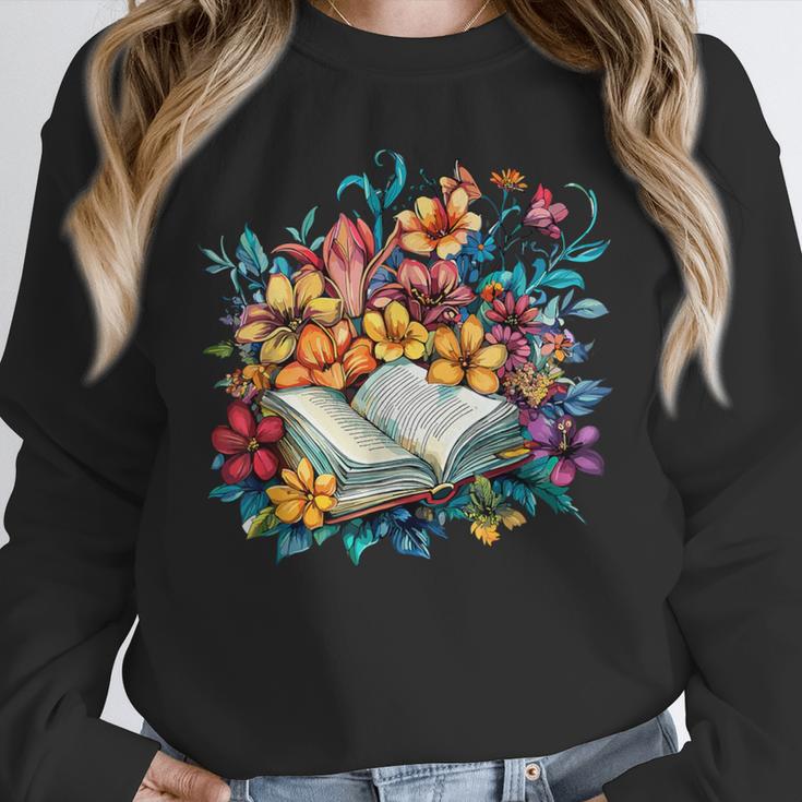 Open Book With Colorful Floral Reading Magic Unisex Sweatshirt