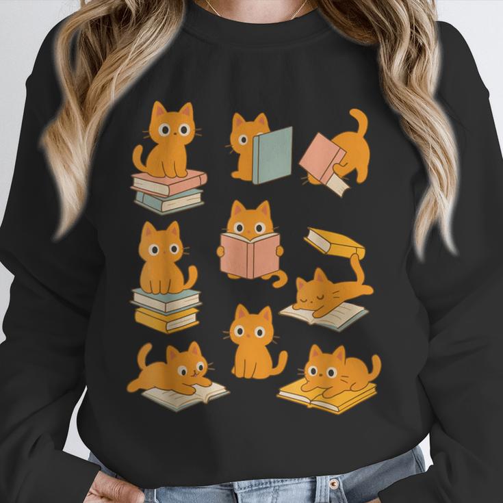 Orange Cats Reading Books Cat Lover Unisex Sweatshirt