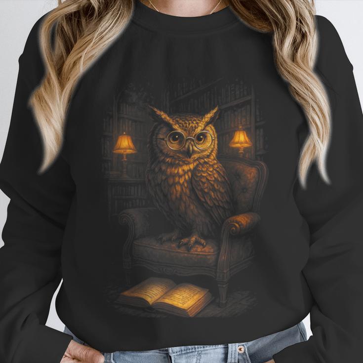 Owl Library Books Wisdom Reading Vintage Scholar Unisex Sweatshirt