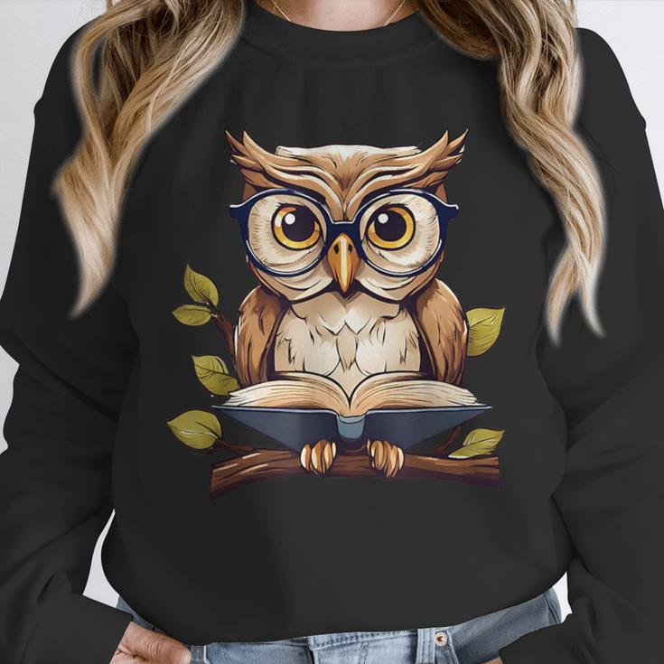 Owl Reading A Book Perched On A Branch Bookworm Unisex Sweatshirt Owl Reading A Book Perched On A Branch Bookworm Unisex Sweatshirt