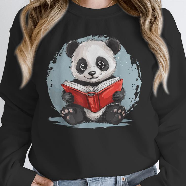 Panda With Book For Reading Enthusiasts Unisex Sweatshirt