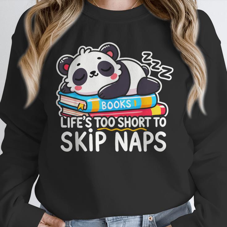 Panda Napping On Books Life’s Too Short To Skip Naps Unisex Sweatshirt