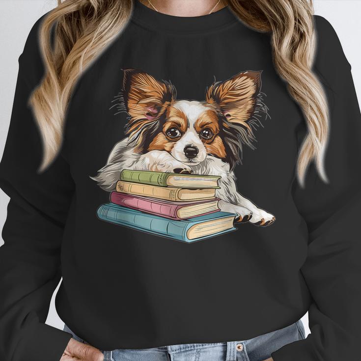 Papillon Books Reading Dog Breed Graphic For Men Women Kids Unisex Sweatshirt