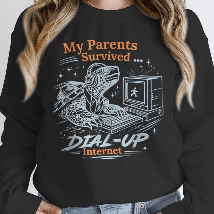My Parents Survived Dial Up Internet Nostalgia Turtle Unisex Sweatshirt