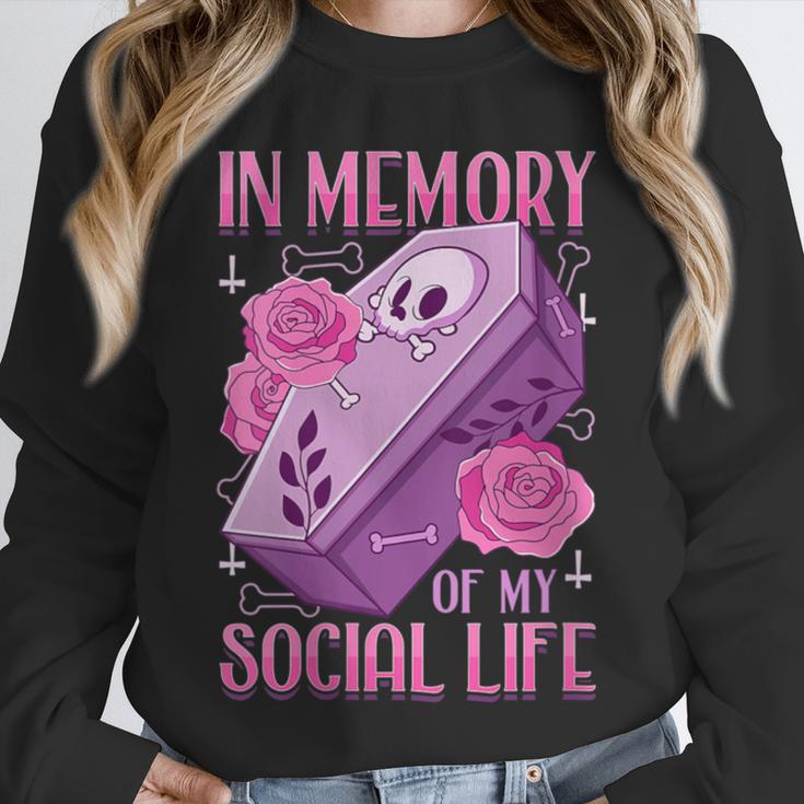 Pastel Goth In Memory Of My Social Life Coffin & Pink Roses Unisex Sweatshirt Pastel Goth In Memory Of My Social Life Coffin & Pink Roses Unisex Sweatshirt