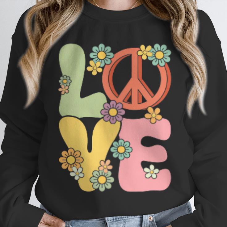 Peace Sign Love Groovy Vibes Costume Nostalgia 1980s Fashion Unisex Sweatshirt
