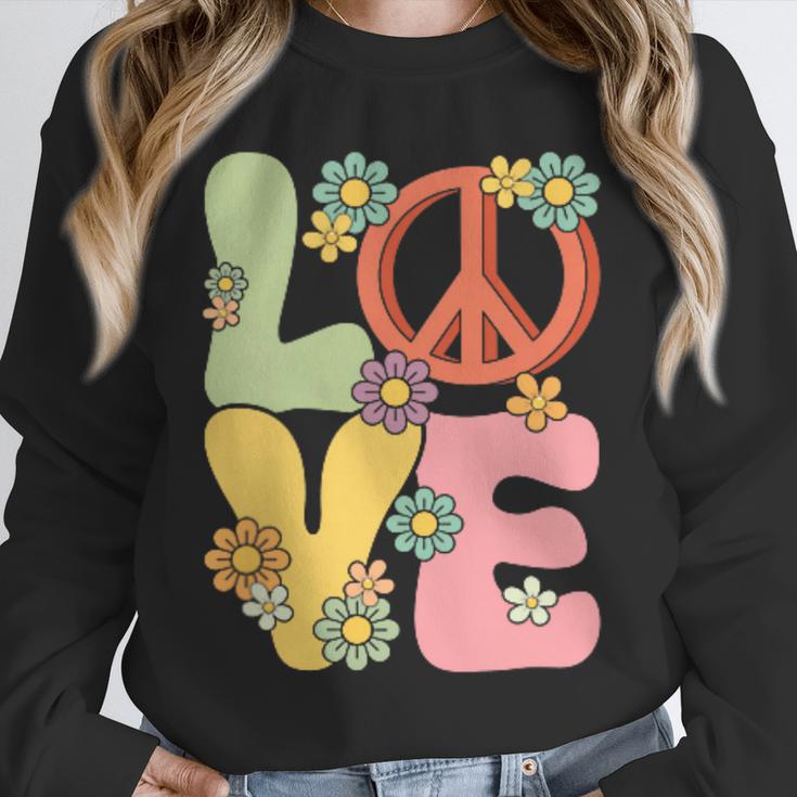 Peace Sign Love Groovy Vibes Costume Nostalgia 1980s Fashion Unisex Sweatshirt