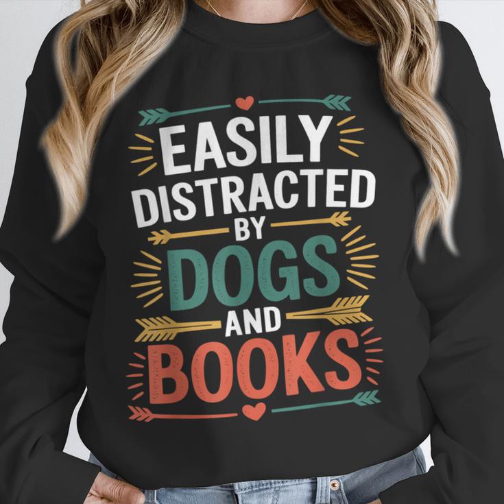 Pet Lover Joke Easily Distracted By Dogs And Books Men Unisex Sweatshirt