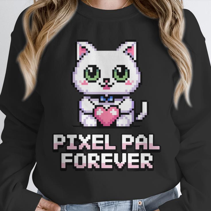 Pixel Art Pet Cat Y2K Retro Vintage Digital Nostalgia Tech Unisex Sweatshirt