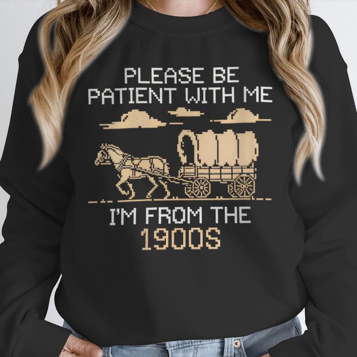 Please Be Patient I'm From The 1900s Retro Pixel Horse Wagon Unisex Sweatshirt