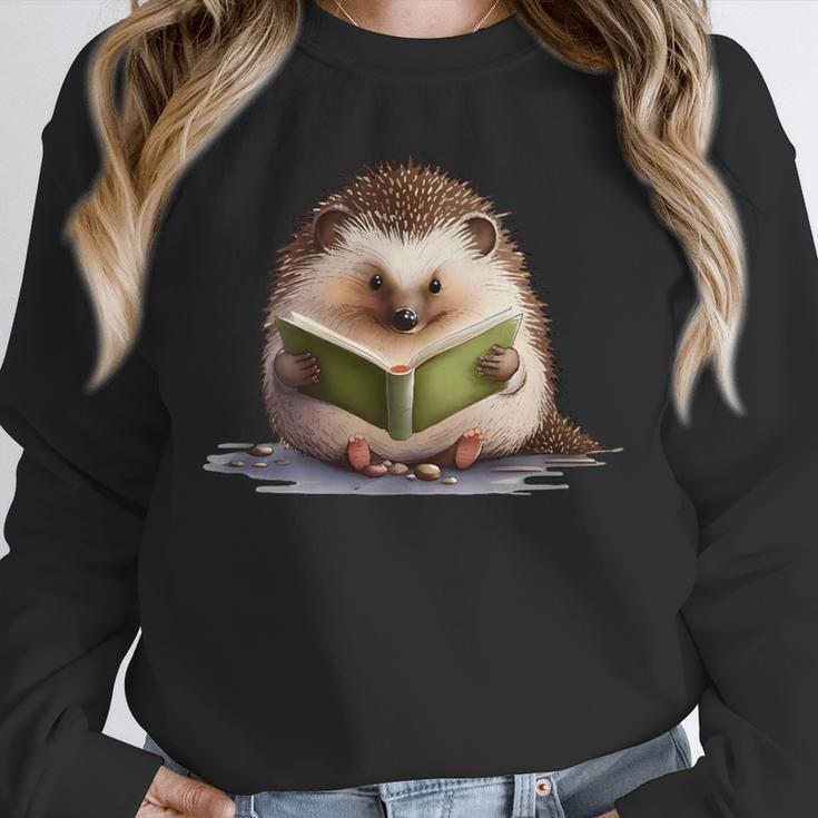 Porcupine Reading Book Hedgehog Book Lover Unisex Sweatshirt